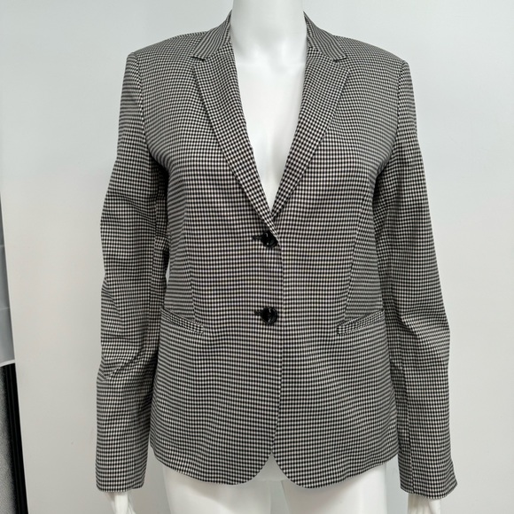 Massimo Dutti Blazer Jacket women’s 8 Black/White check Two button - Picture 1 of 10
